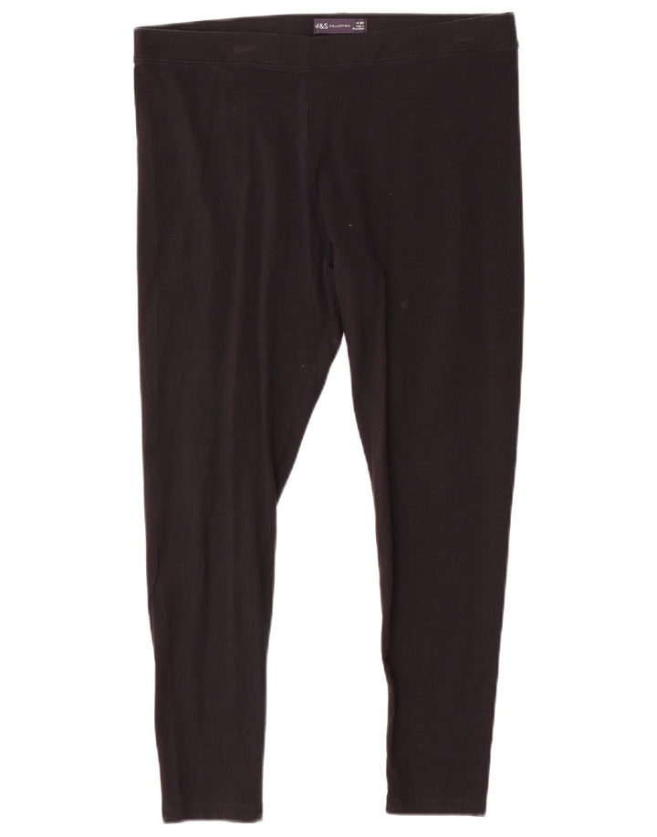 Leggings femininas Marks & Spencer Reino Unido 14 grande algodão preto