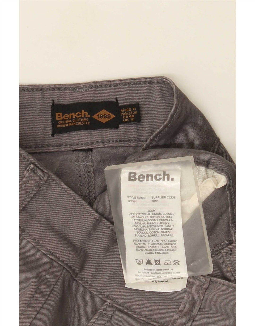 Shorts cargo feminino Bench UK 12 médio W30 algodão cinza