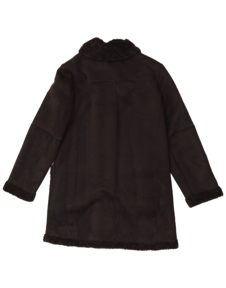 Sobretudo feminino Sherpa Zara Reino Unido 10 pequeno preto