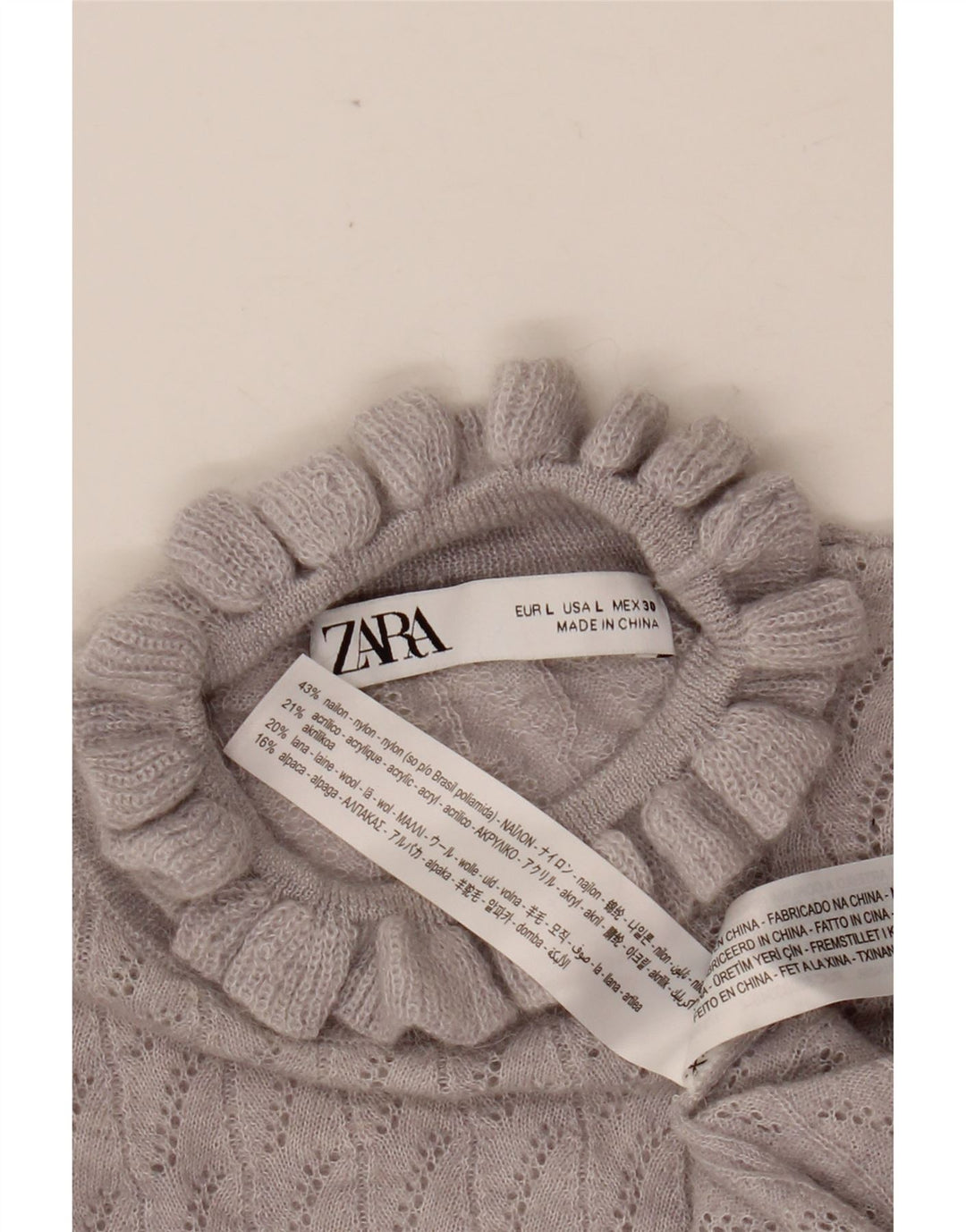 Suéter feminino ZARA com gola tartaruga e gola alta, tamanho UK 14, grande, roxo, nylon