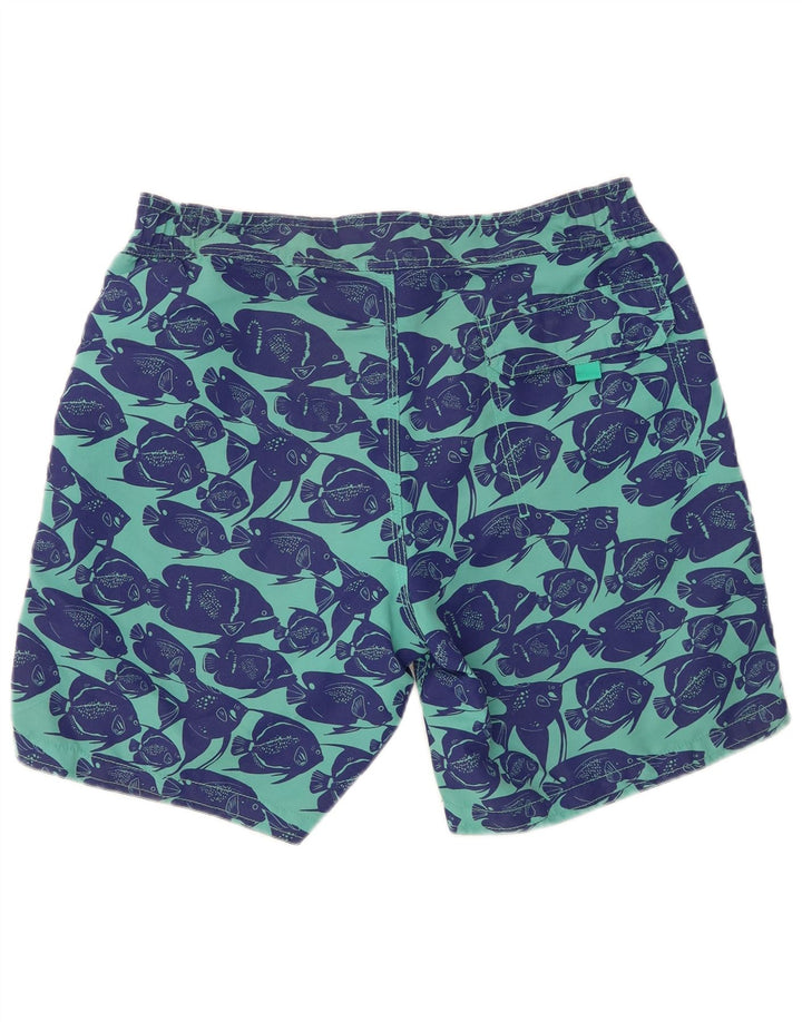 Shorts de natação Boden masculino com padrão abstrato azul médio poliéster