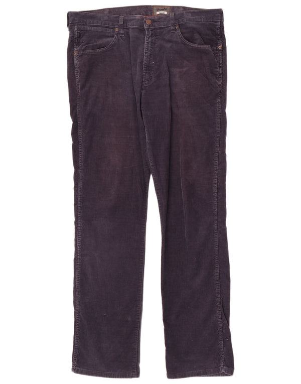 Calça masculina Wrangler Arizona Stretch Straight Corduroy W38 L34 Azul marinho