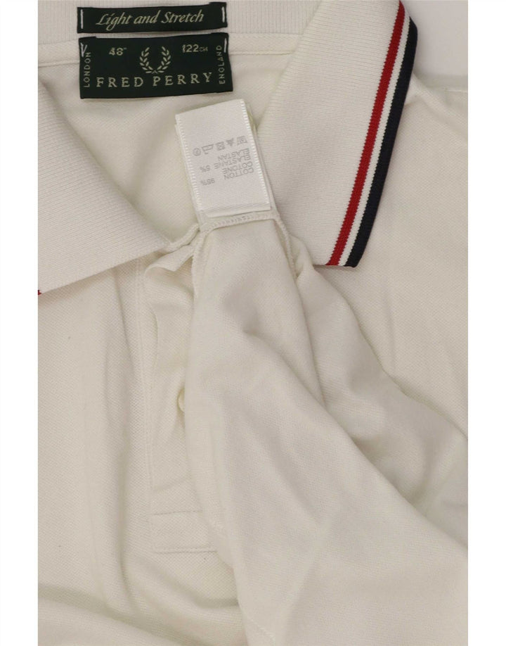 Camisa polo masculina Fred Perry grande algodão listrado branco