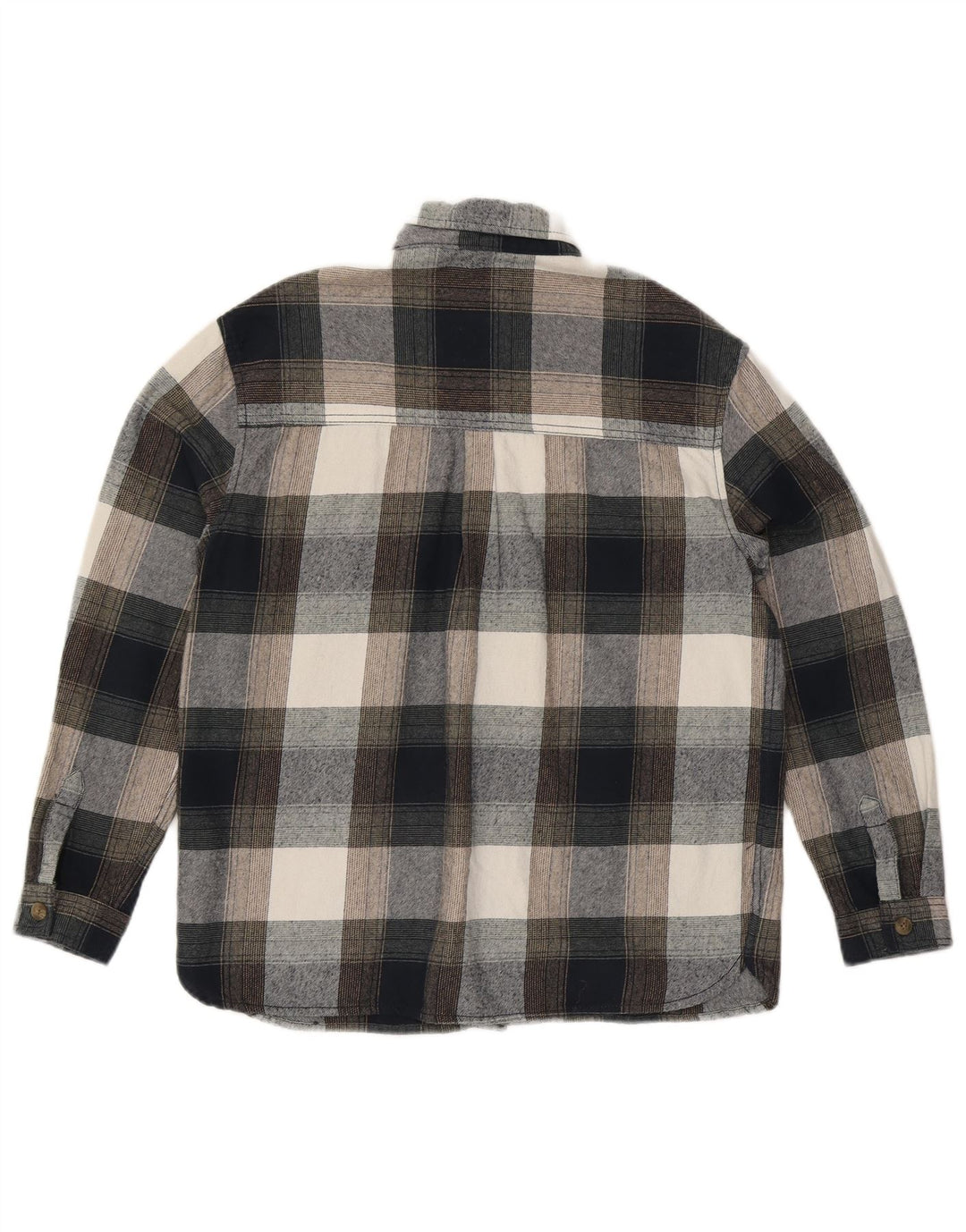 Camisa de flanela grande feminina Fat Face UK 10 algodão xadrez cinza pequeno