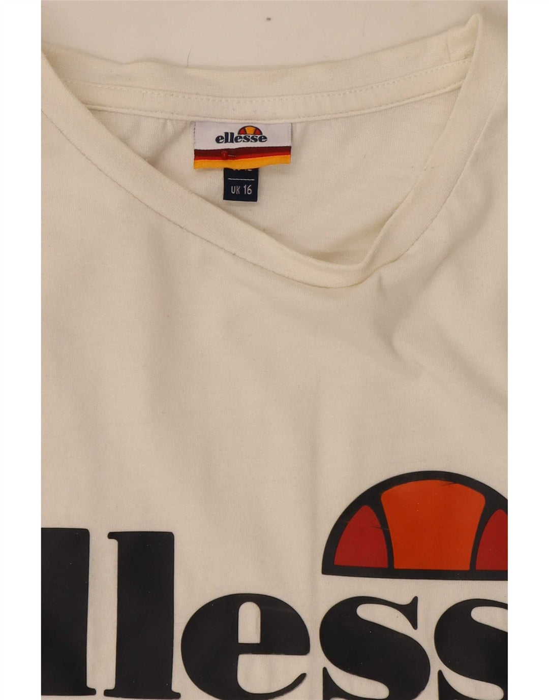 Camiseta feminina Ellesse com estampa gráfica UK 16 grande branca