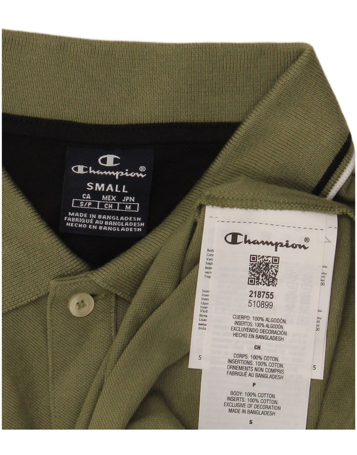 Camisa polo masculina Champion pequena cáqui de algodão