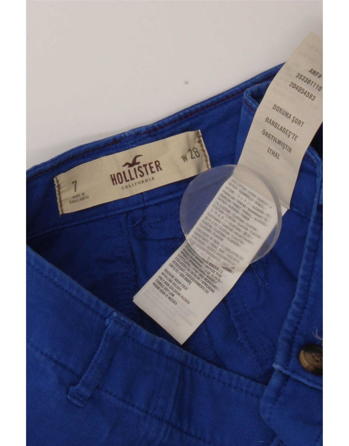 Calça quente feminina Hollister US 7 médio W28 algodão azul