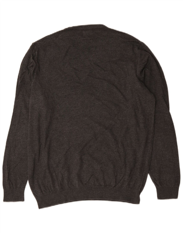 Suéter feminino Zara com gola redonda e viscose manchada cinza médio UK 14