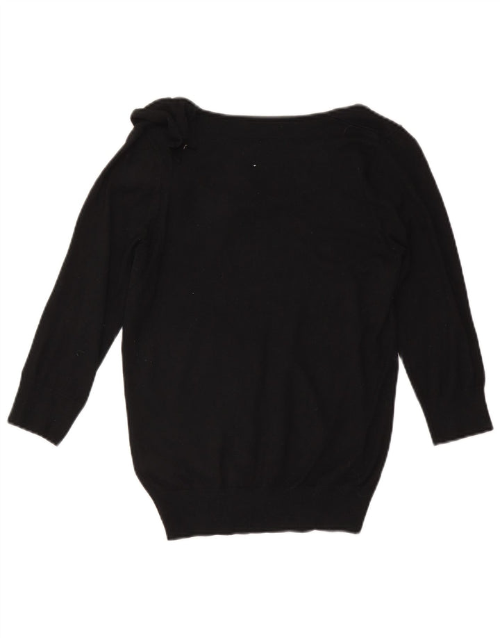 Suéter feminino Marks & Spencer com gola canoa Reino Unido 10 pequeno preto