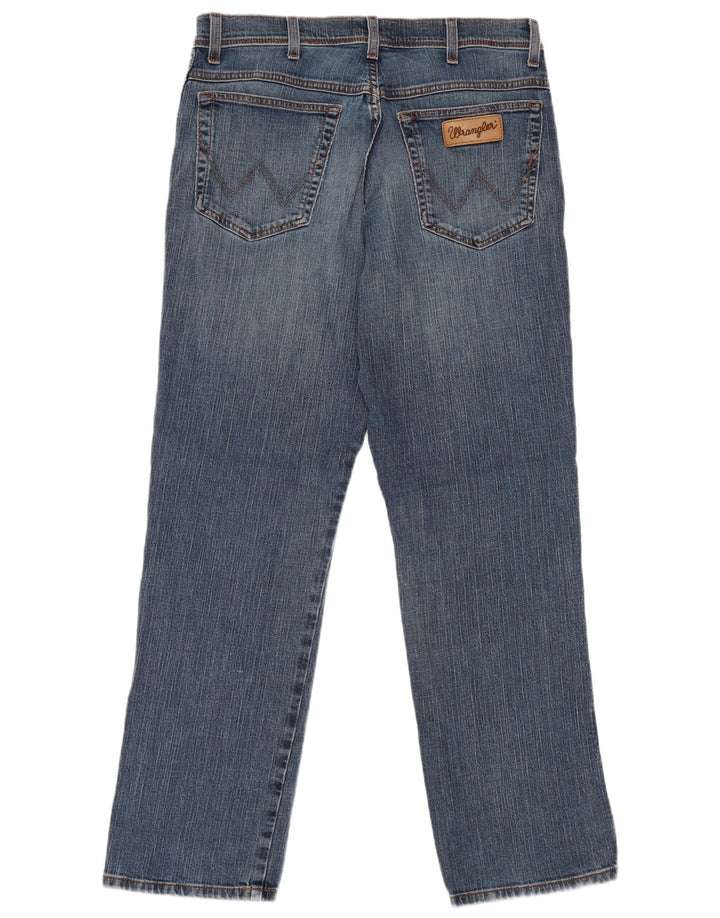 Wrangler Mens Straight Jeans W34 L32 Azul Algodão