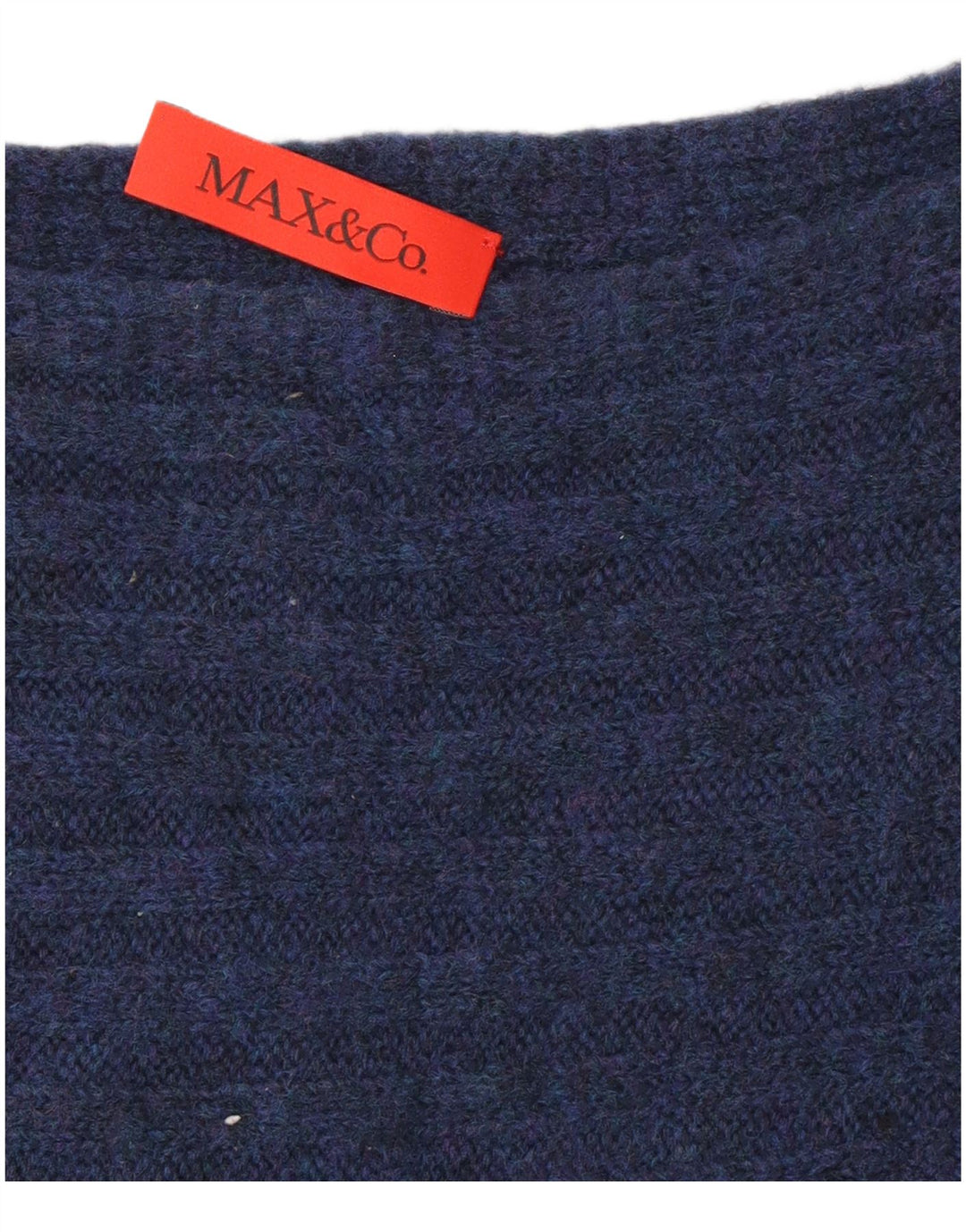 Suéter feminino Max & Co. com gola canoa Reino Unido 14 médio azul marinho