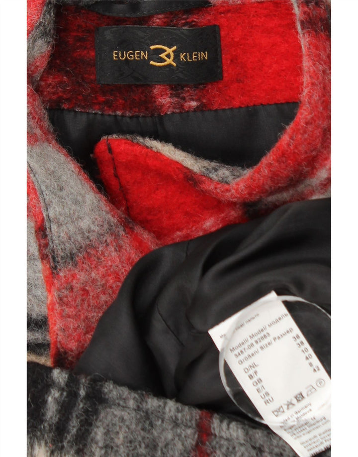 Sobretudo feminino Eugen Klein UK 10 pequeno lã xadrez multicolorida