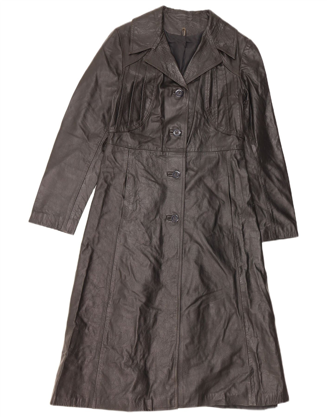 Casaco de couro feminino VINTAGE UK 10 pequeno couro preto