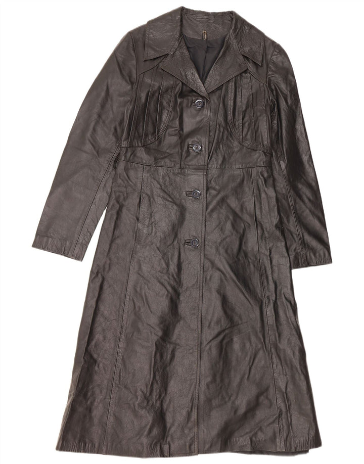 Casaco de couro feminino VINTAGE UK 10 pequeno couro preto