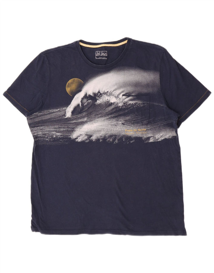 Camiseta gráfica masculina Fat Face Top grande algodão azul marinho