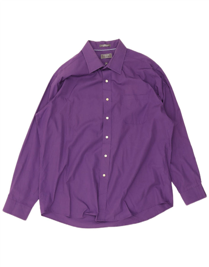 Camisa masculina Chaps Slim Fit tamanho 18 2XL algodão roxo