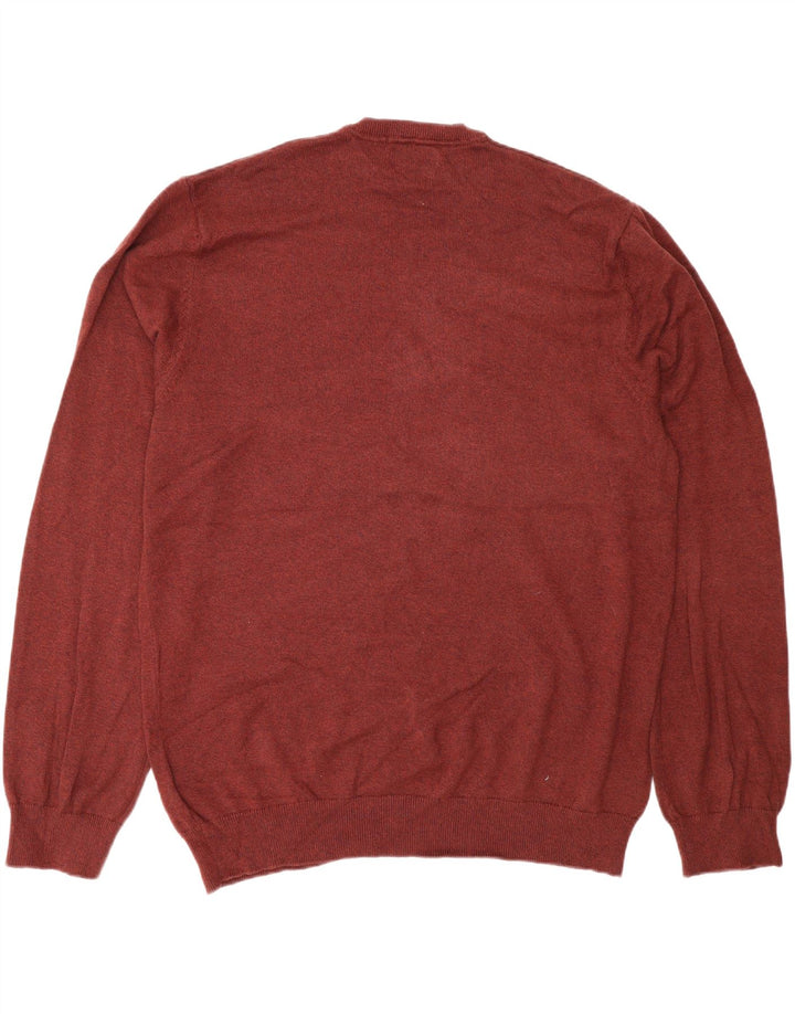 Suéter masculino Marks & Spencer com decote em V 2XL algodão marrom