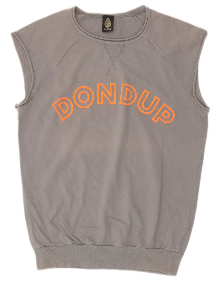 Dondup moletom masculino gráfico sem mangas jumper médio algodão cinza