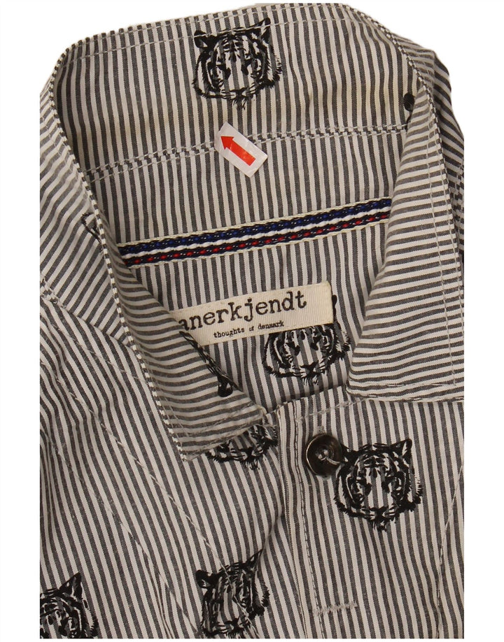 Camisa masculina ANERKJENDT grande algodão listrado cinza
