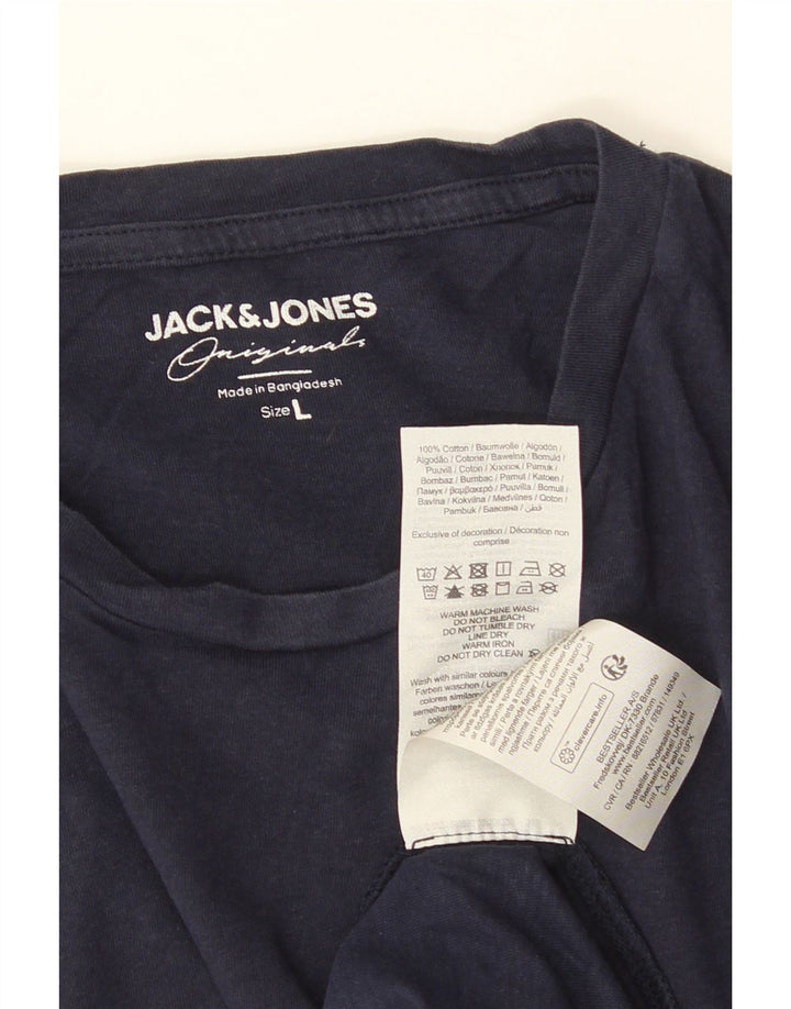 Camiseta masculina JACK & JONES grande algodão azul marinho
