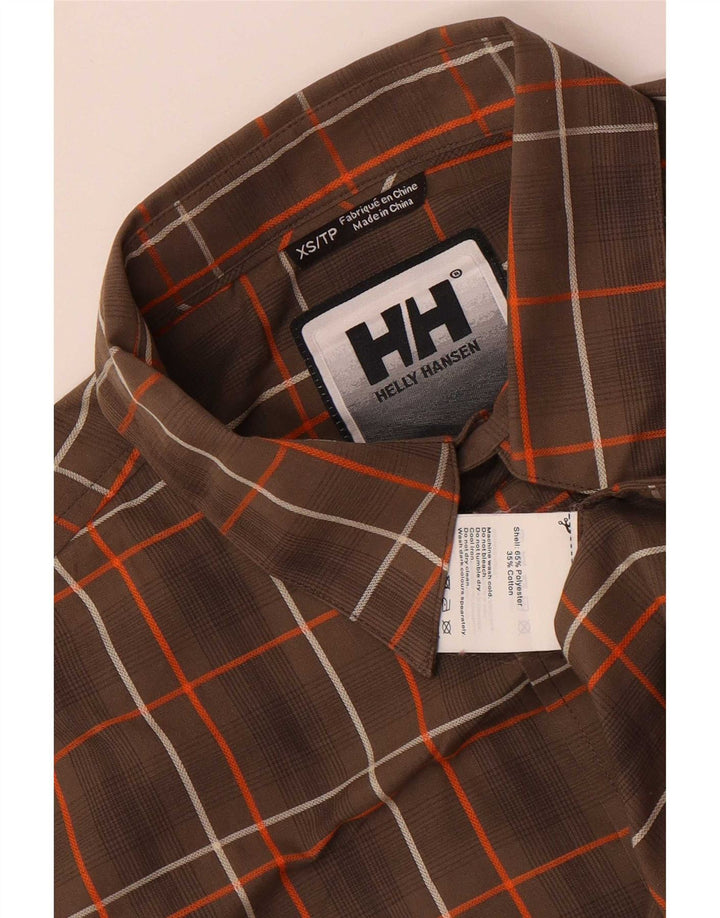 Camisa masculina de manga curta Helly Hansen XS marrom xadrez poliéster