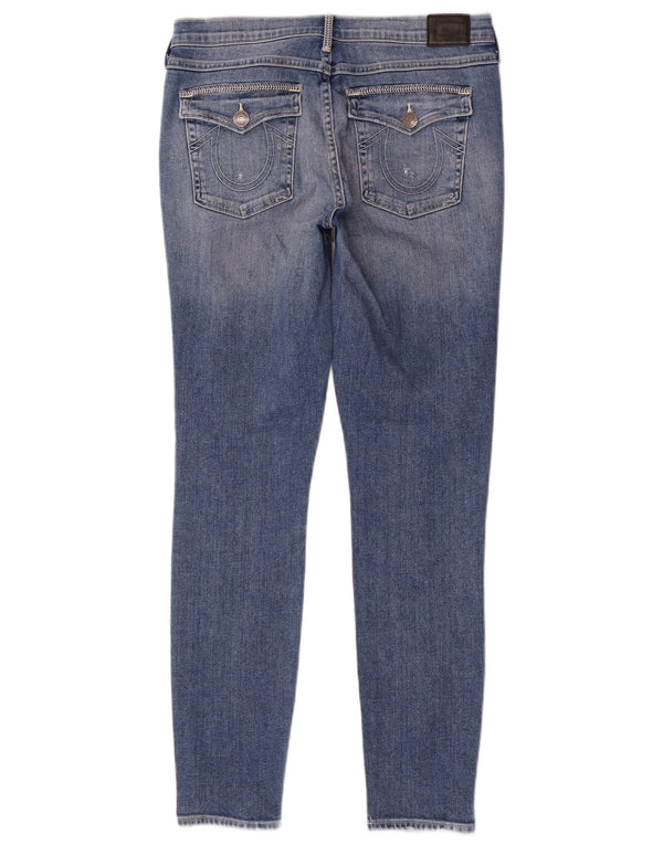 True Religion Calça jeans feminina Halle cintura média super skinny W30 L30 algodão azul