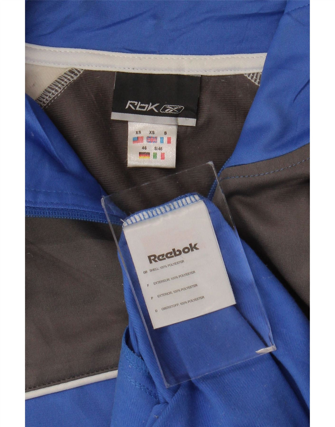 Reebok Mens Tracksuit Top Jacket XS Azul Colorblock Poliéster