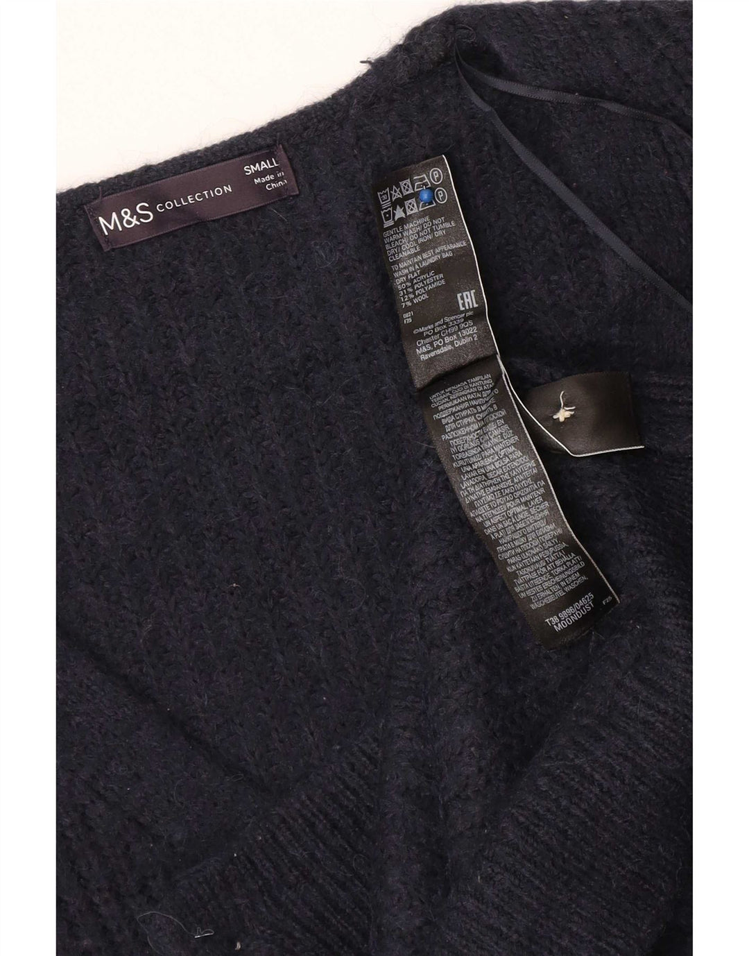 Suéter cardigã feminino grande Marks & Spencer Reino Unido 10 pequeno azul marinho