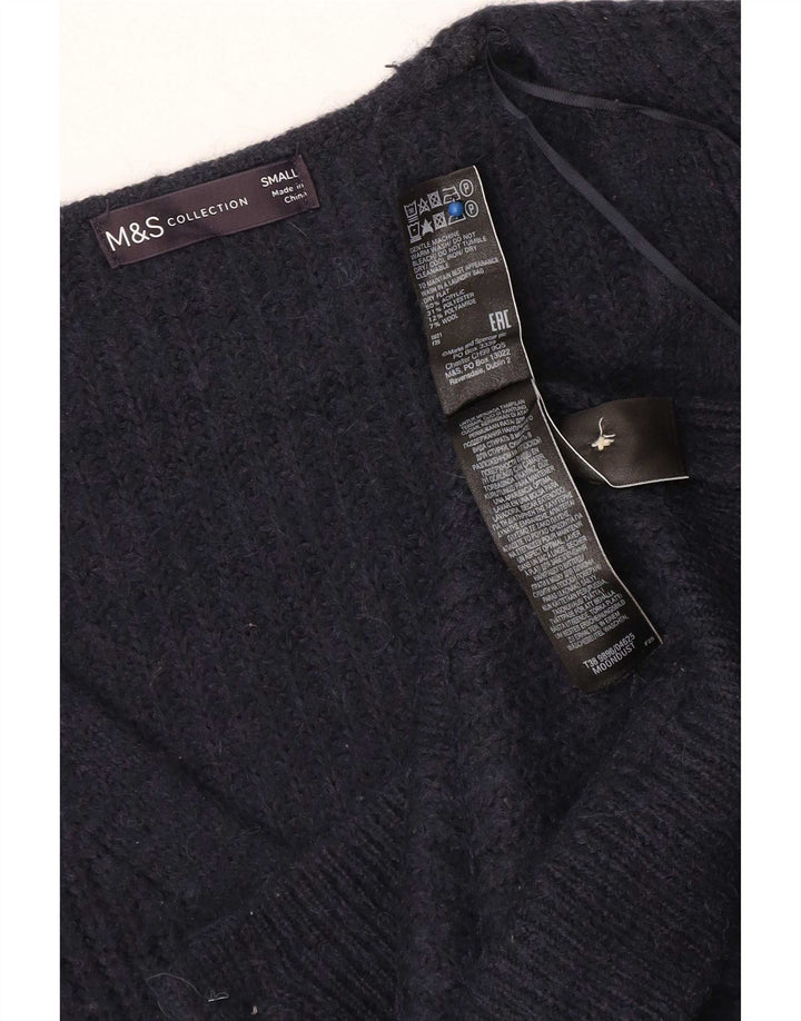 Suéter cardigã feminino grande Marks & Spencer Reino Unido 10 pequeno azul marinho