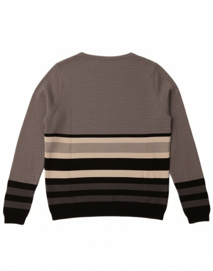 Suéter feminino Perte by Krizia com gola canoa e listrado cinza médio Reino Unido 14