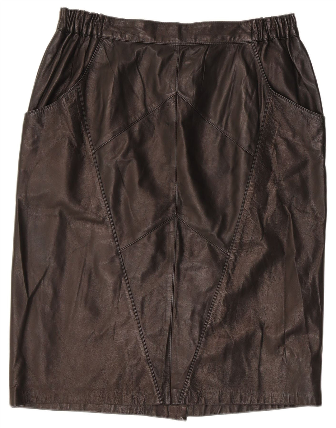 Saia de couro feminina vintage W32 grande couro preto