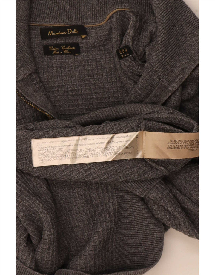 Suéter masculino Massimo Dutti com zíper e gola em algodão cinza médio