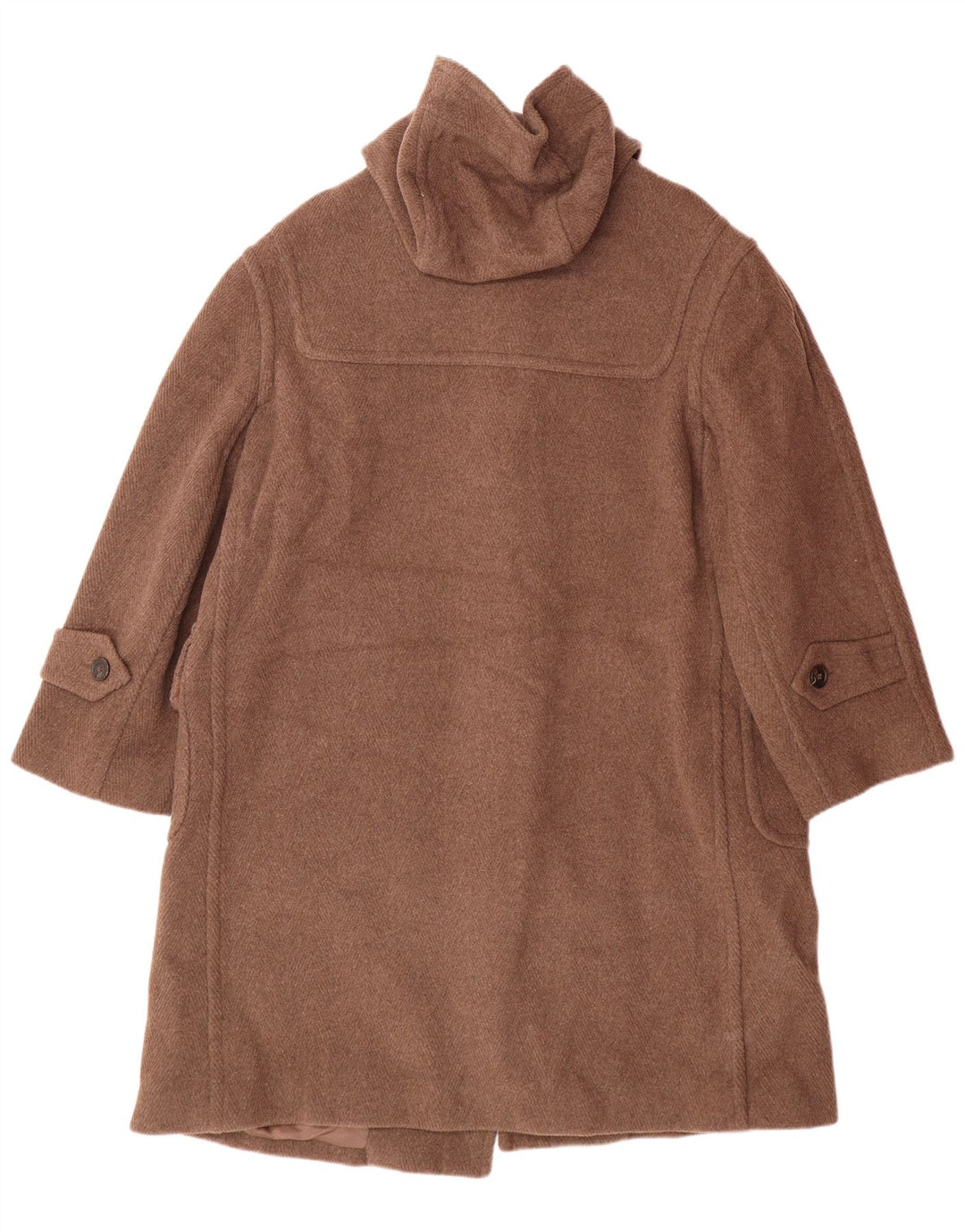 Casaco Duffle feminino com capuz Jones New York Reino Unido 14 clássico de lã marrom médio