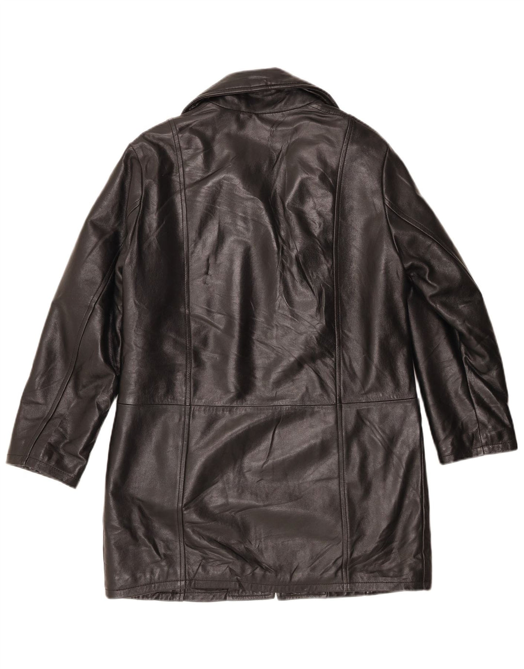 Casaco de couro feminino vintage IT 44 médio preto