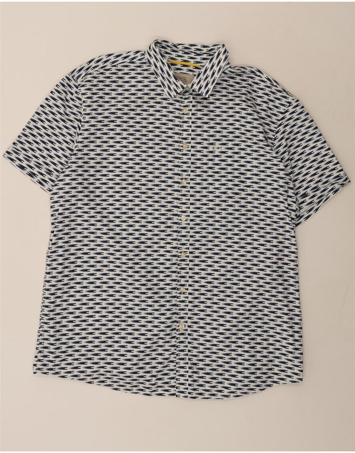 Camisa masculina de manga curta Camel Active Regular Fit XL azul algodão geométrico