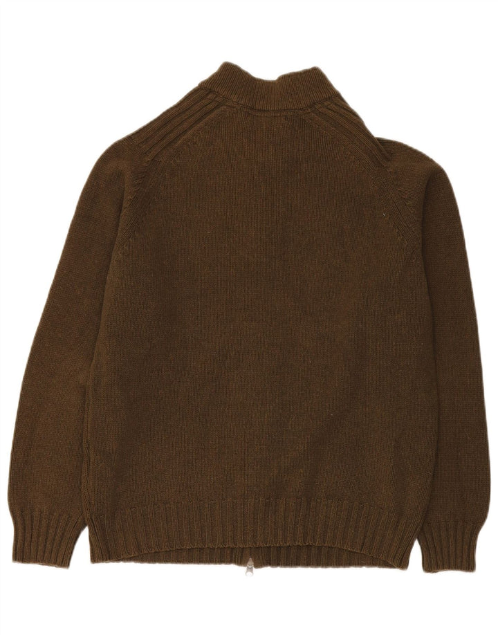 Suéter cardigã masculino MASSIMO DUTTI lã cáqui médio