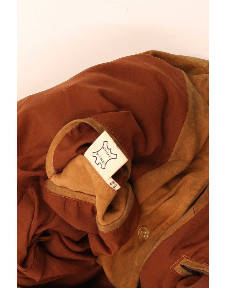 Jaqueta bomber masculina vintage de camurça IT 52 XL couro marrom