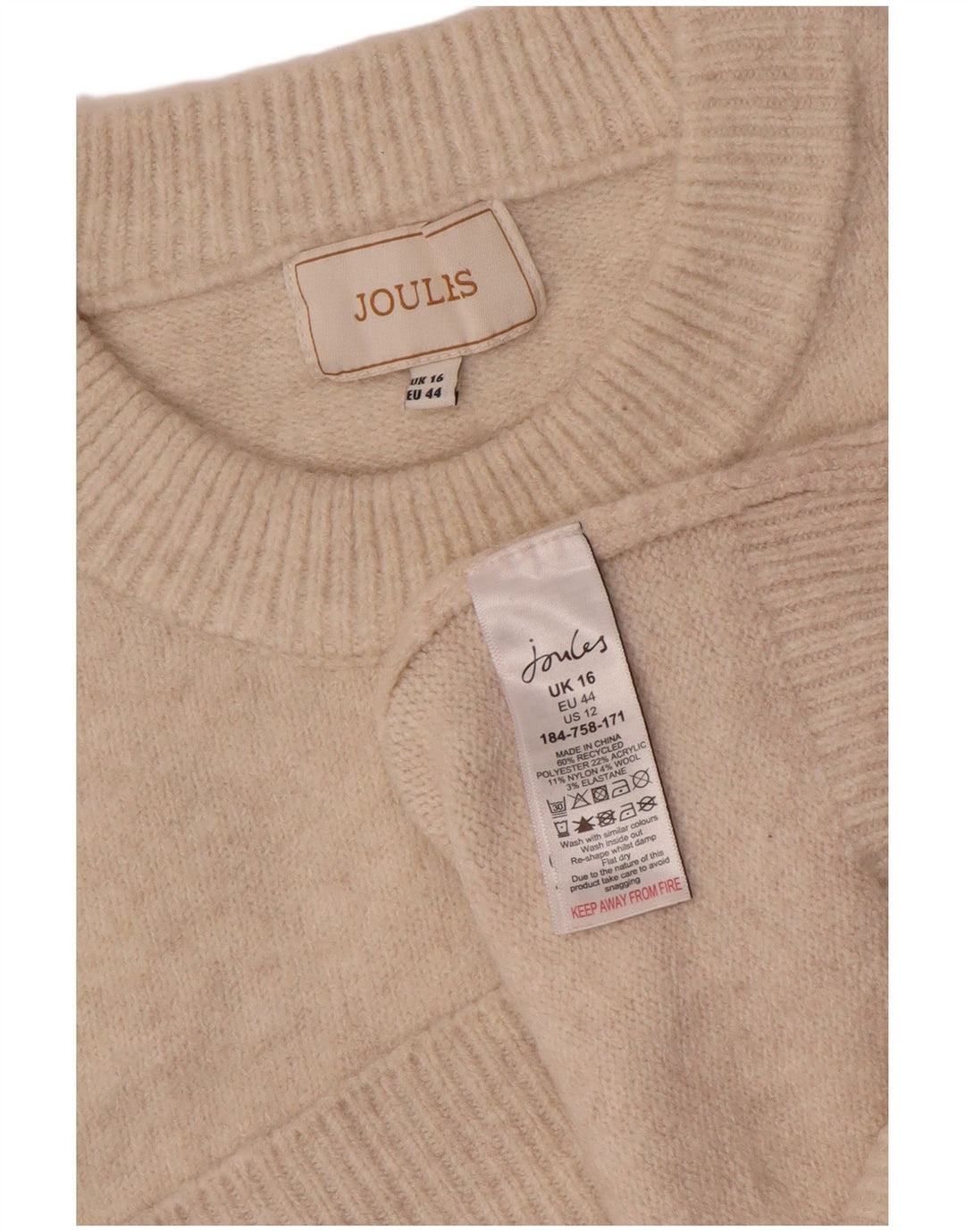 Joules Womens Vest Tank Top UK 16 Grande Poliéster Bege