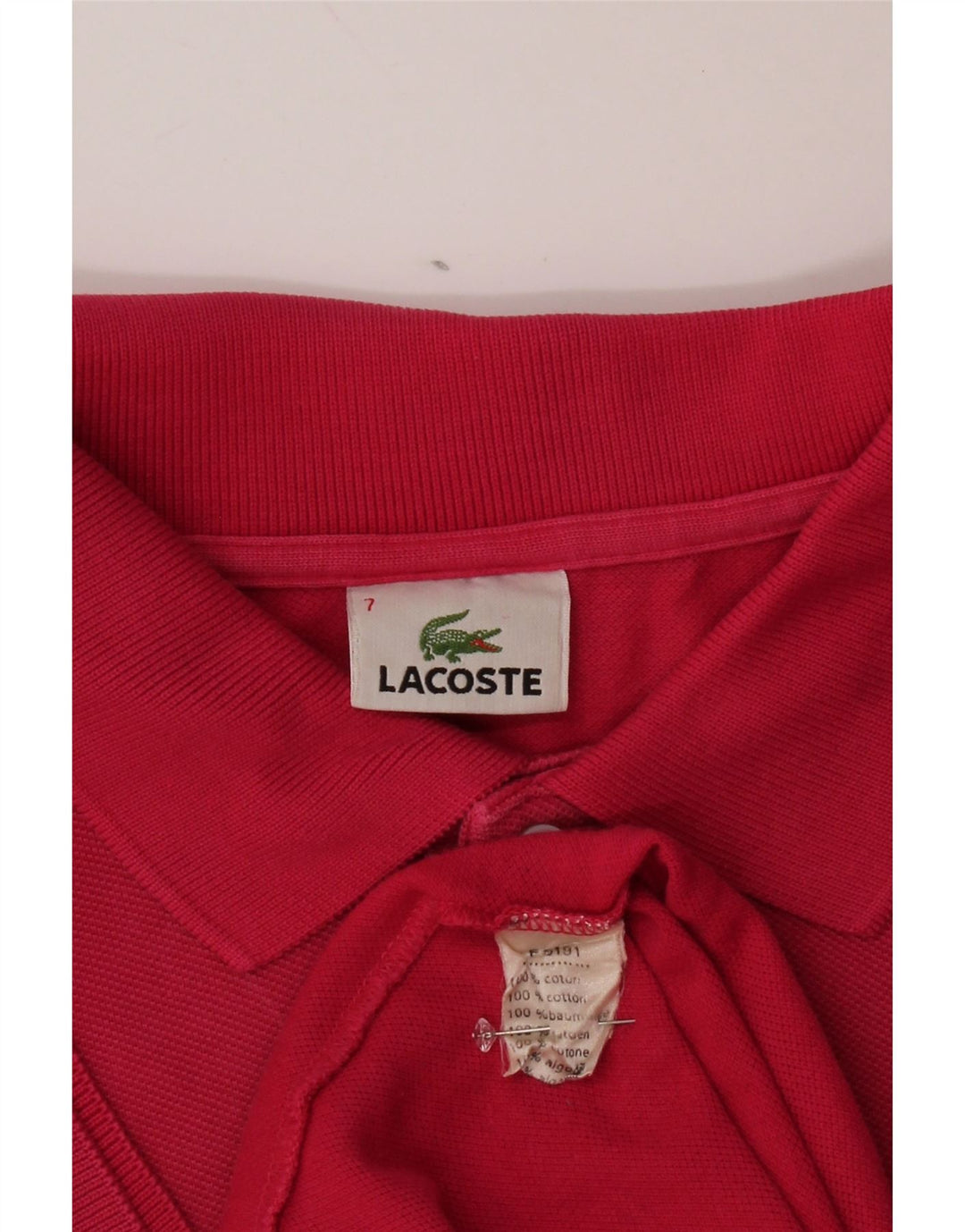 Camisa polo masculina LACOSTE tamanho 7 2XL algodão rosa