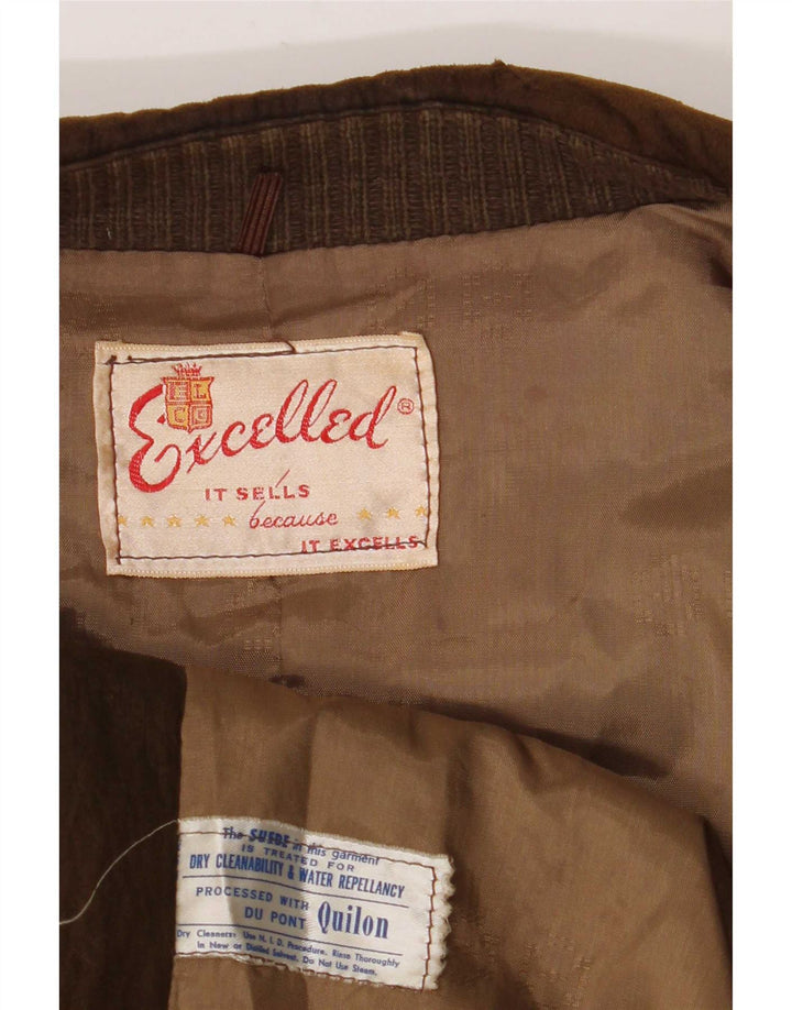 Jaqueta Blazer Excelled masculina de camurça com 3 botões Reino Unido 42 XL camurça marrom