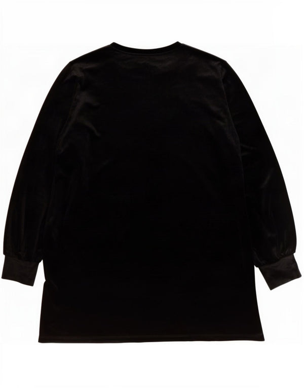 Vestido feminino Zara manga comprida, tamanho UK 16, grande, preto, poliéster