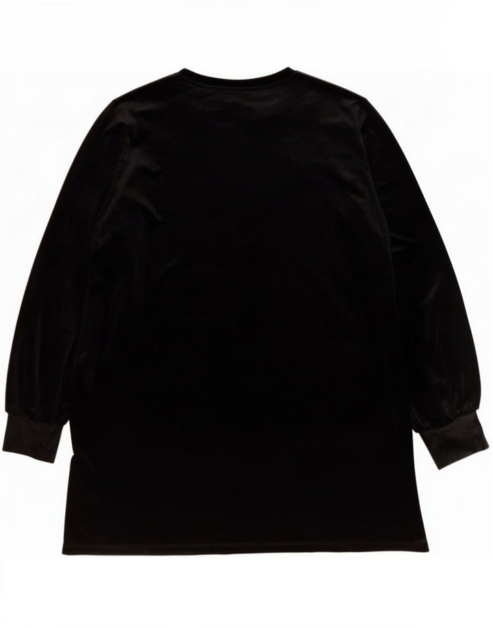 Vestido feminino Zara manga comprida, tamanho UK 16, grande, preto, poliéster