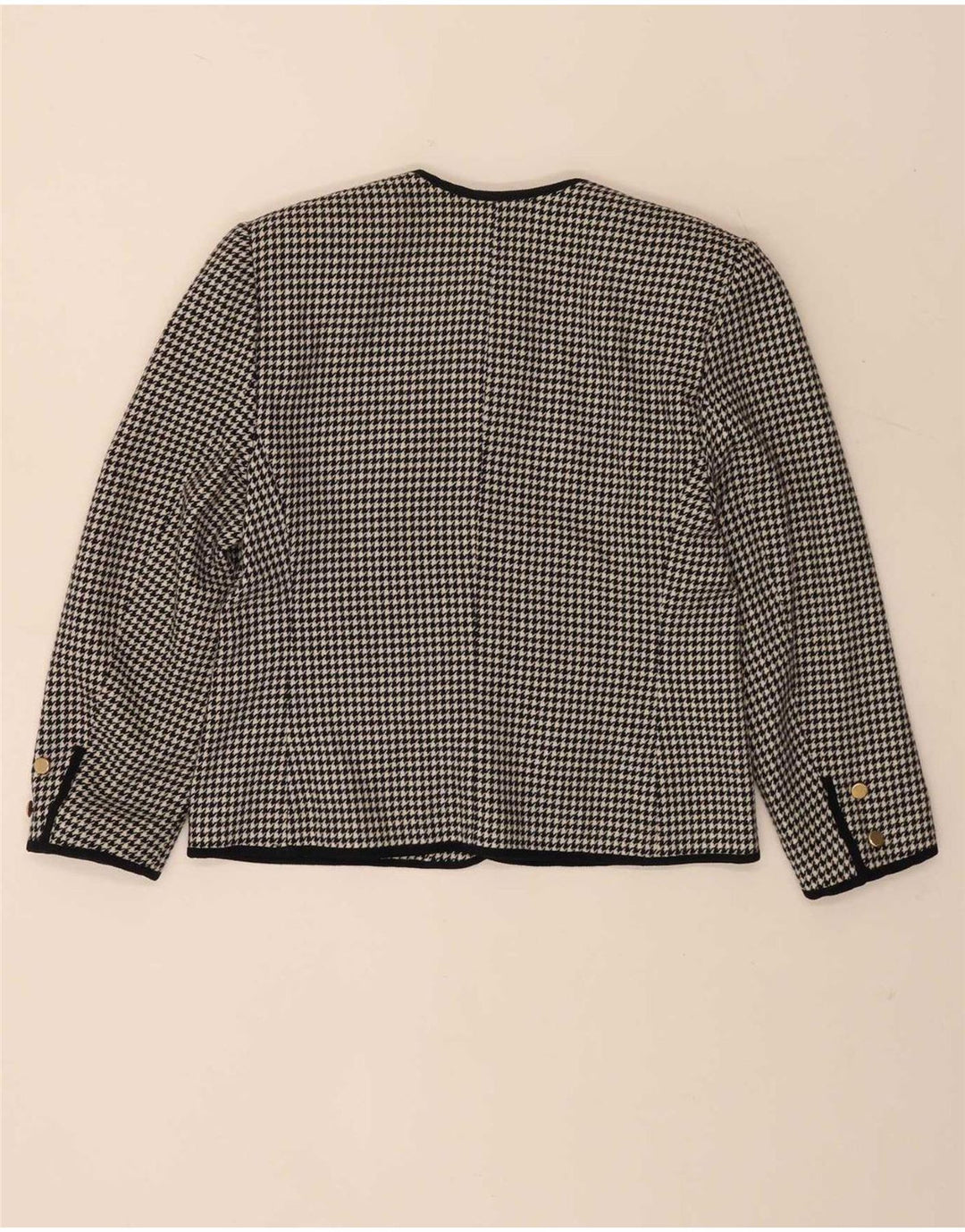 Conjunto de saia feminina vintage com 5 botões e 2 peças IT 46 grande W28 preto houndstooth