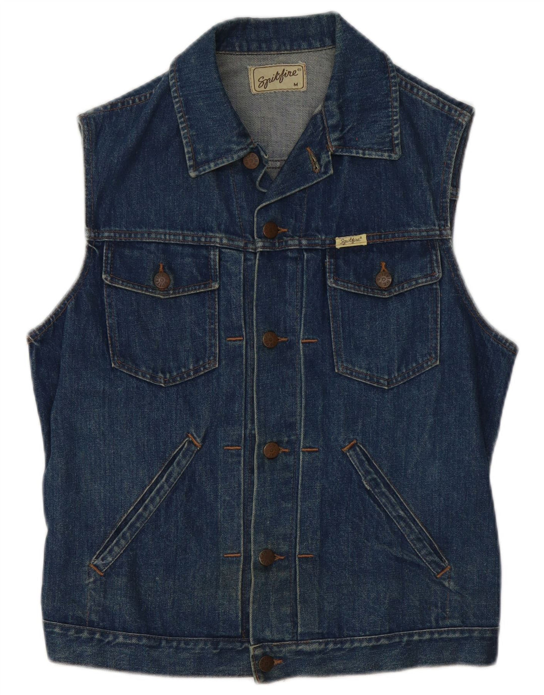 Spitfire Mens Denim Gilet UK 38 Médio Azul Marinho