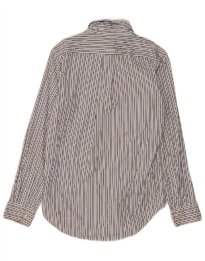 Camisa masculina Ralph Lauren tamanho 14 pequeno algodão listrado branco