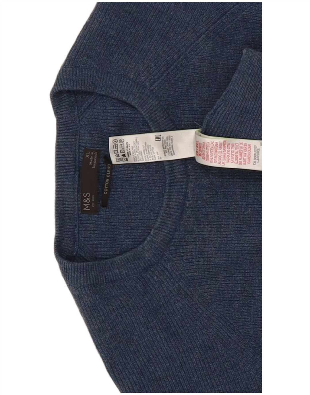 Suéter masculino Marks & Spencer com gola redonda XL azul poliéster