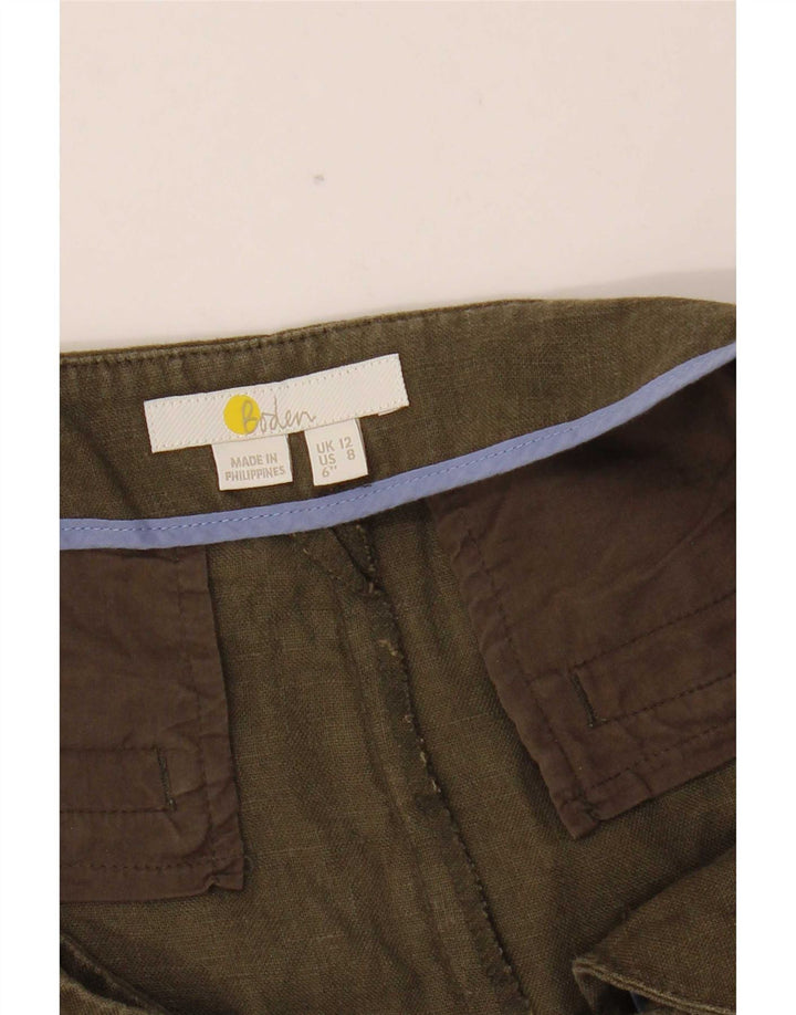 Boden Womens Chino Shorts UK 12 Médio W32 Linho Cáqui