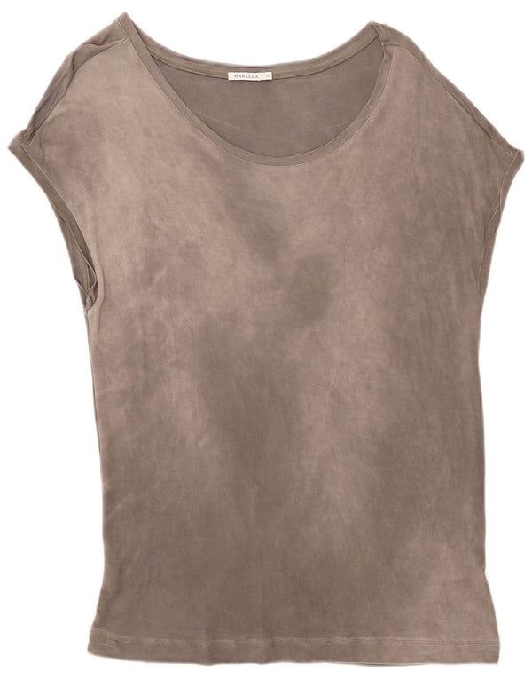 Camiseta feminina Marella UK 14 viscose cinza médio