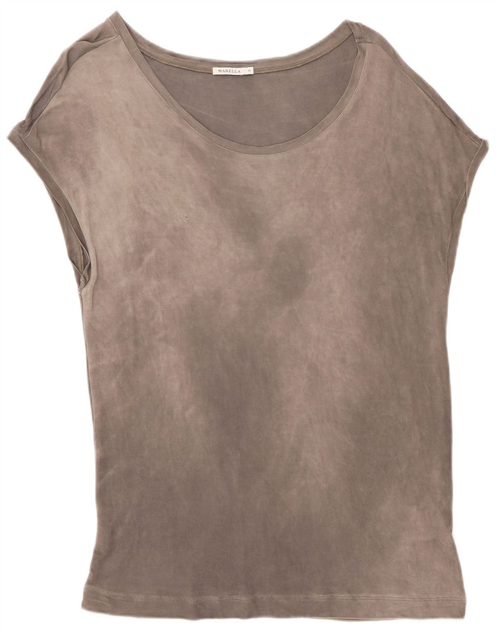 Camiseta feminina Marella UK 14 viscose cinza médio