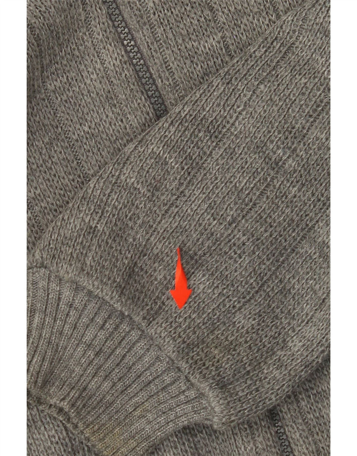 Suéter cardigã feminino VINTAGE UK 18 XL cinza colorblock